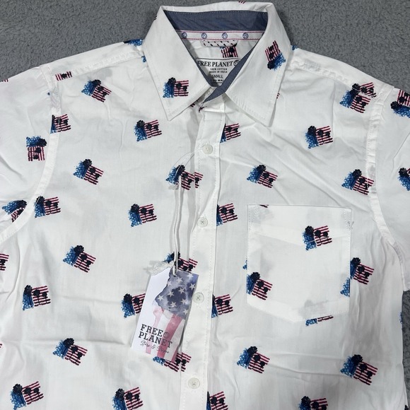 Free Planet Other - Free Planet USA Stars And Stripes Flag America Button Up Cotton Shirt Small NWT